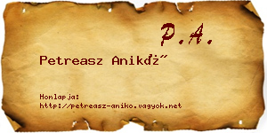 Petreasz Anikó névjegykártya